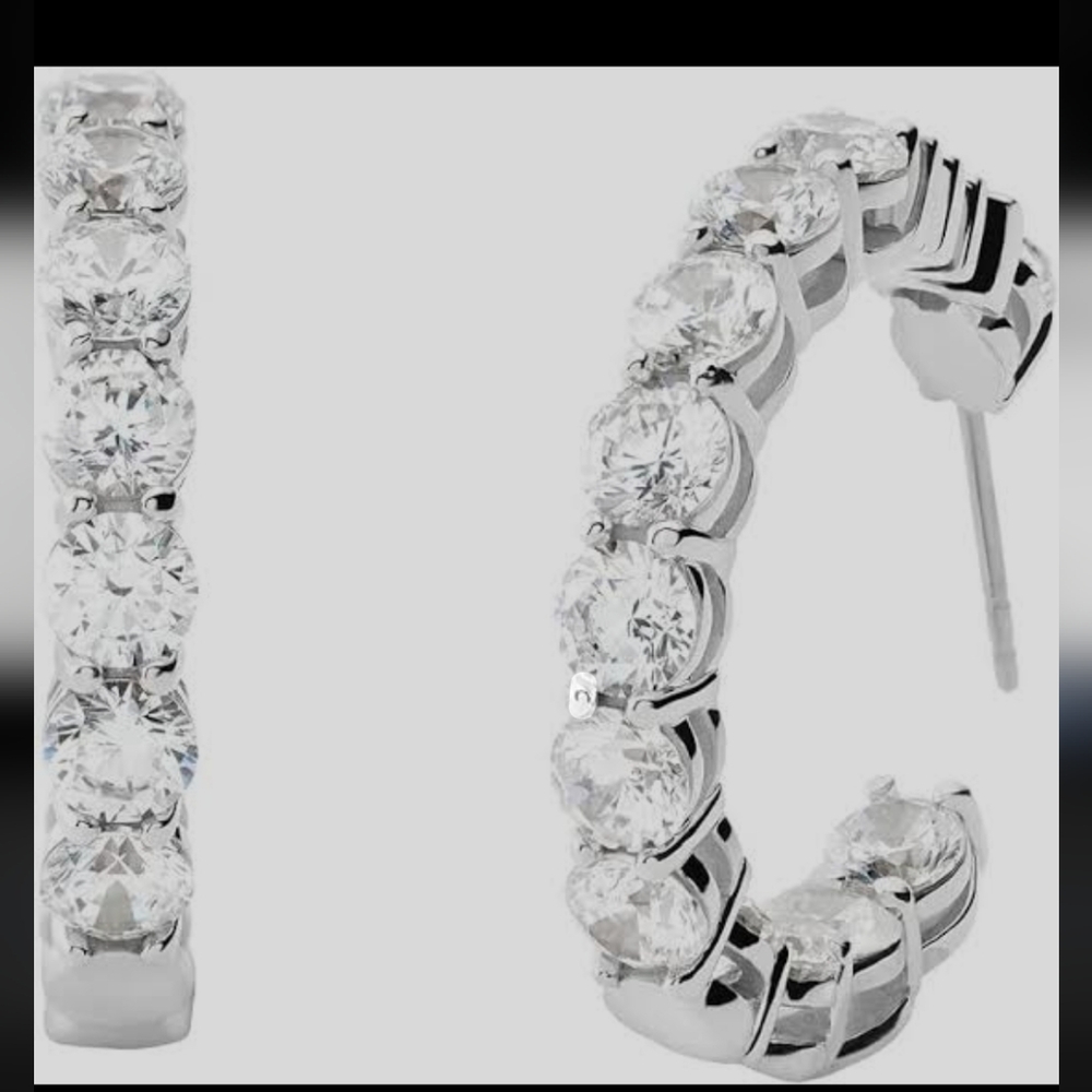 Michael Kors Silver-Tone Hoop Earrings with Cubic Zirconia